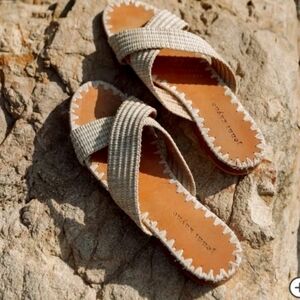 Jenni Kayne Womens Beige Raffia Designer Crossover Sandal In Natural 37